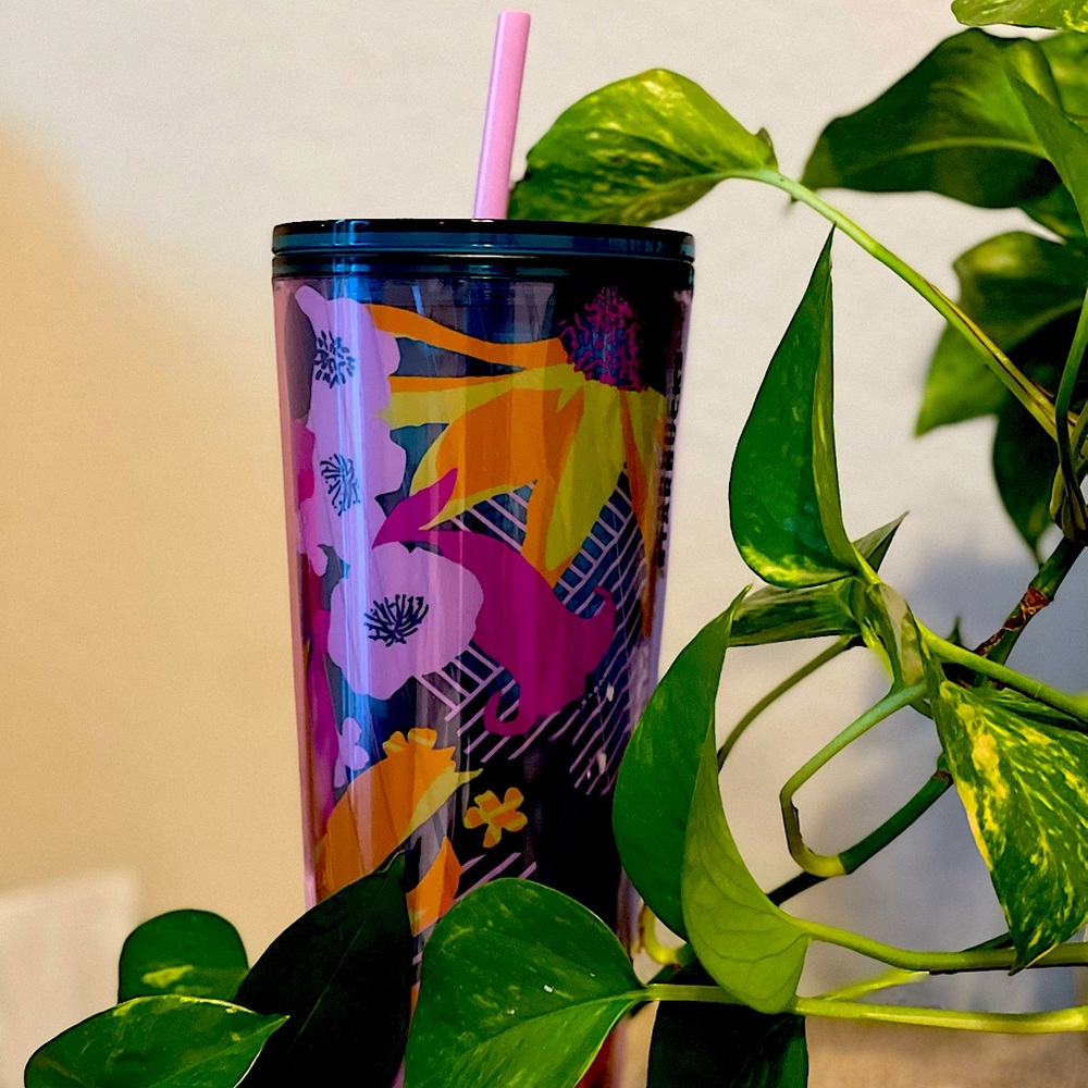 New Starbucks 2022 Purple Lavender Floral Wave Tumbler 24oz Venti Cup